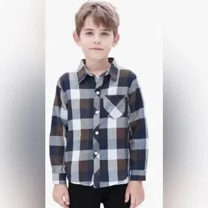 Sangtree Shirts Tops Sangtree Boys Plaid Flannel Shirt Long